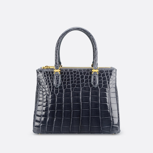 Kwanpen Deep Cognac Crocodile Structured Bag With Chain Strap at