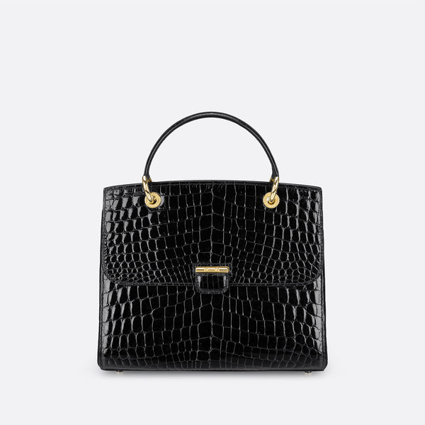 Kwanpen, Bags, Vintage Antique Black Crocodile Clutch By Kwanpen