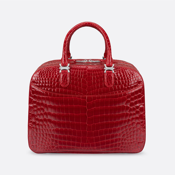 Kwanpen Orange Crocodile Leather 5568 Signature Handbag